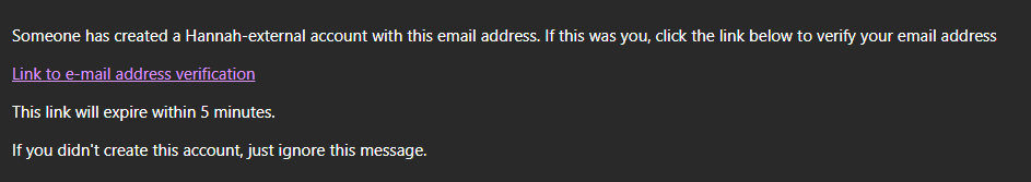 E-Mail mit dem Link zur Bestätigung der Adresse